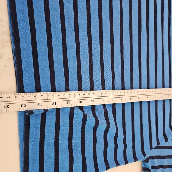 J.Crew Cropped Fit Blue & Navy Striped Cotton Top Size Large Preppy - Picture 8 of 9